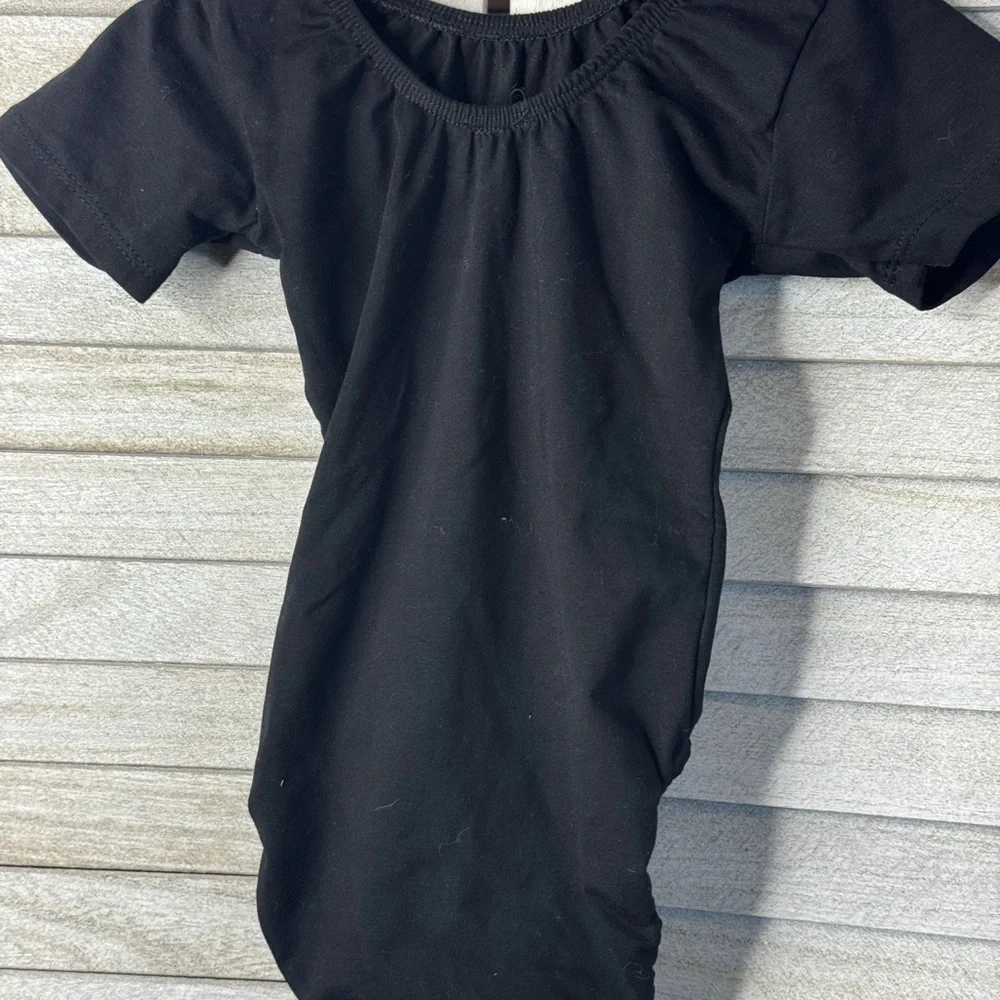 Small Shop “DOLL” Crown Leotard Size 3/4 Black Gold Dance Costume Toddler Girl